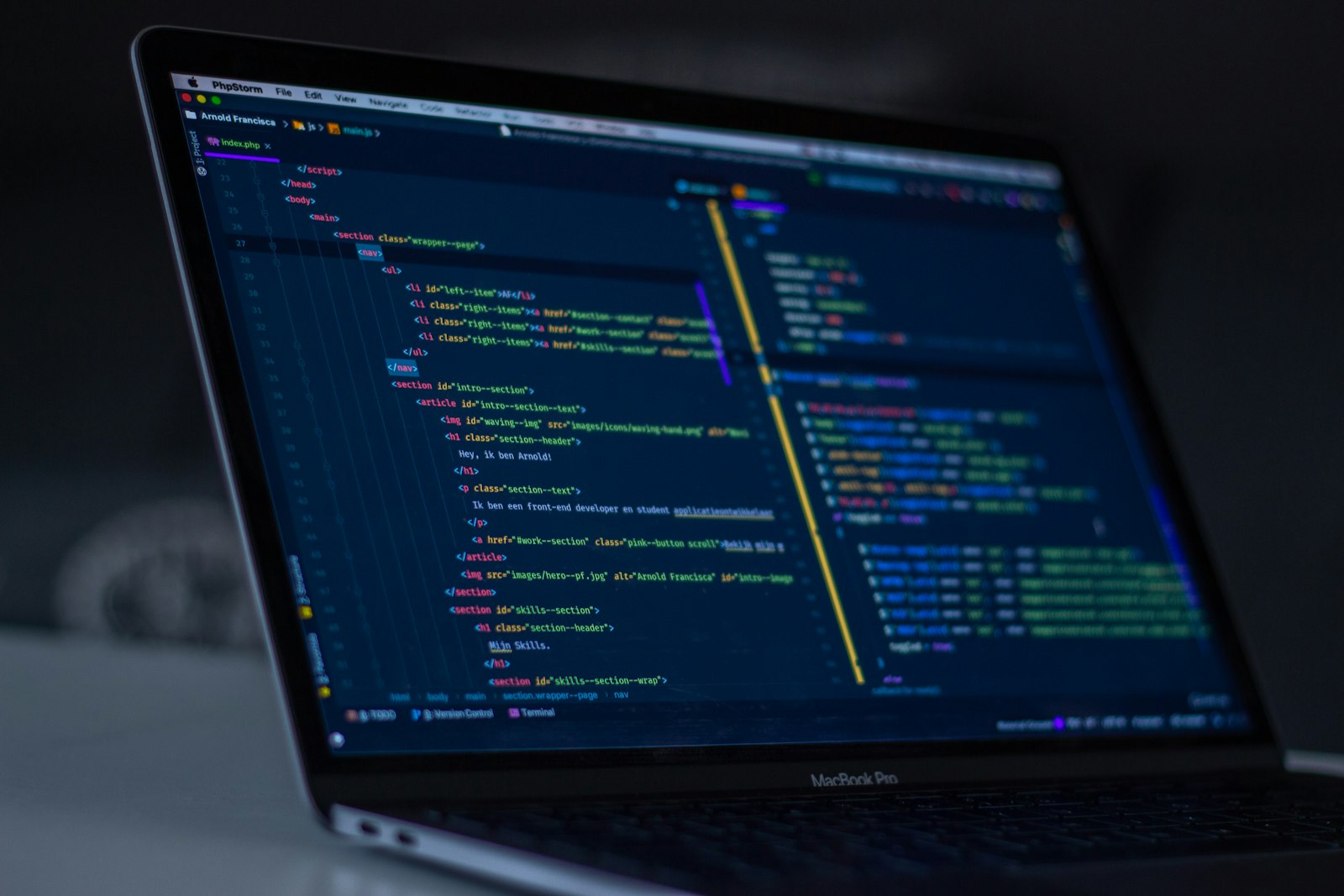 Application code in an editor